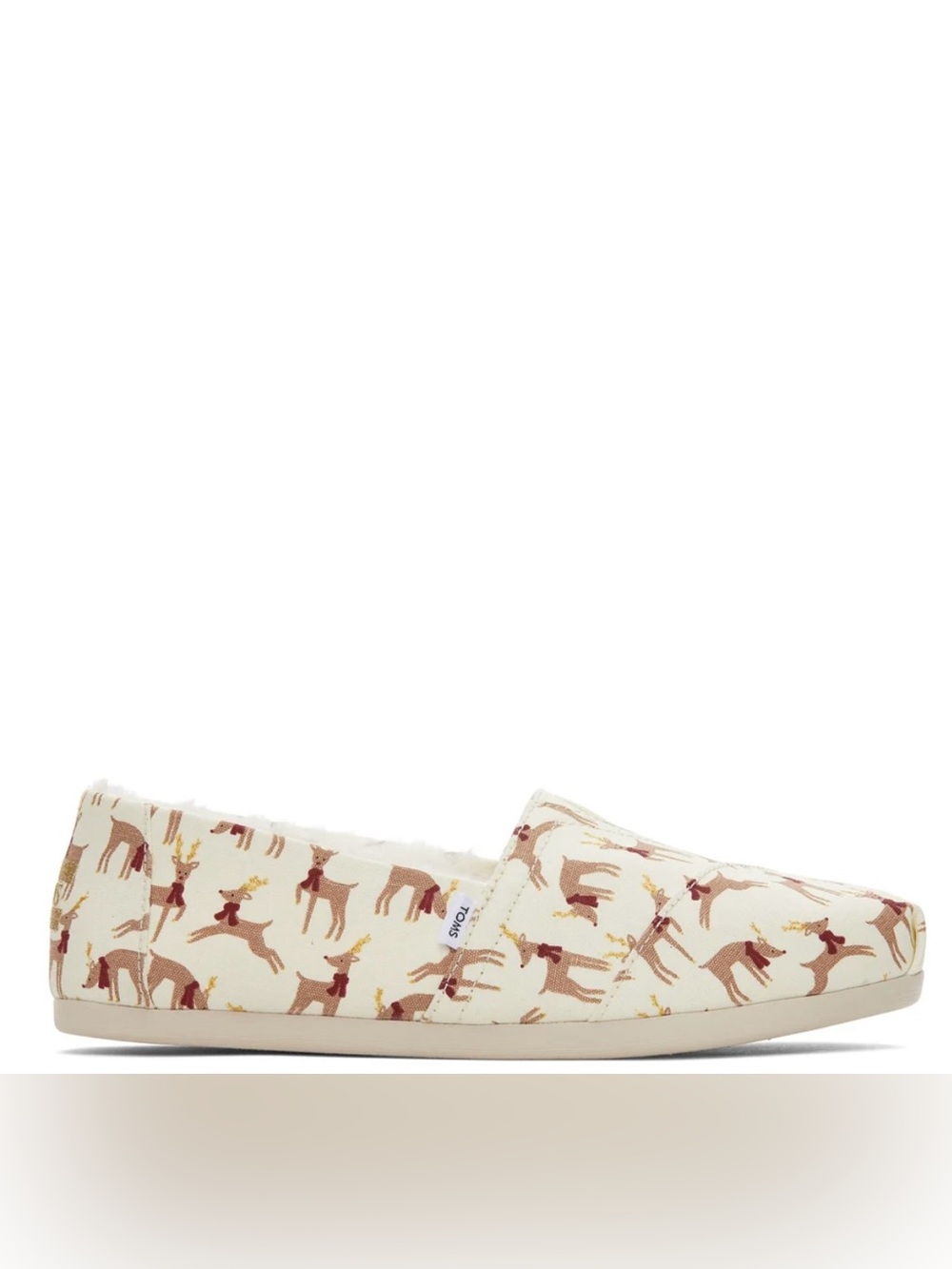Toms Cream Slip-On with reindeer print